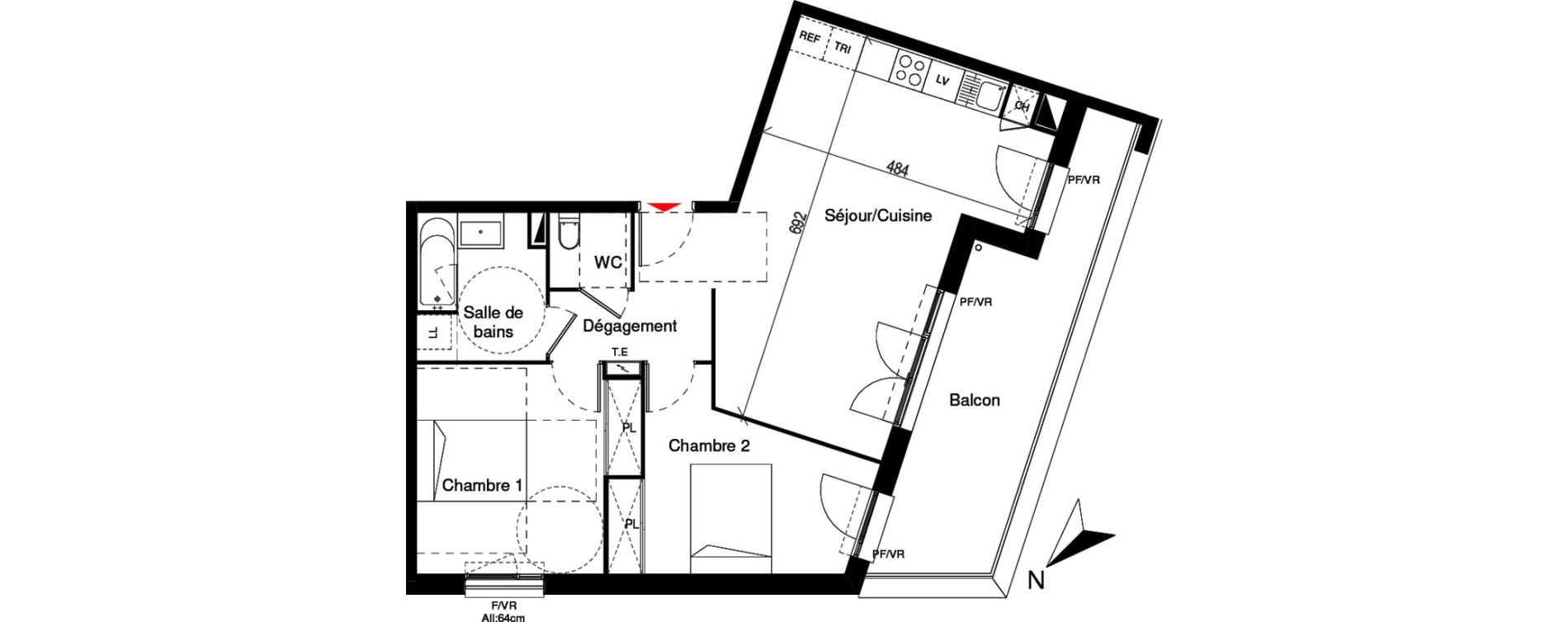 Appartement T3 de 64,79 m2 &agrave; Cugnaux Centre