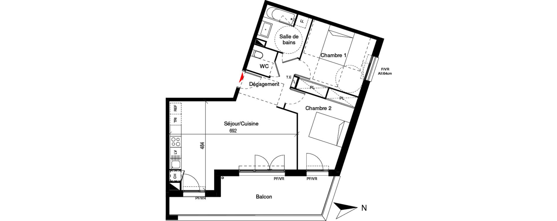 Appartement T3 de 64,86 m2 &agrave; Cugnaux Centre