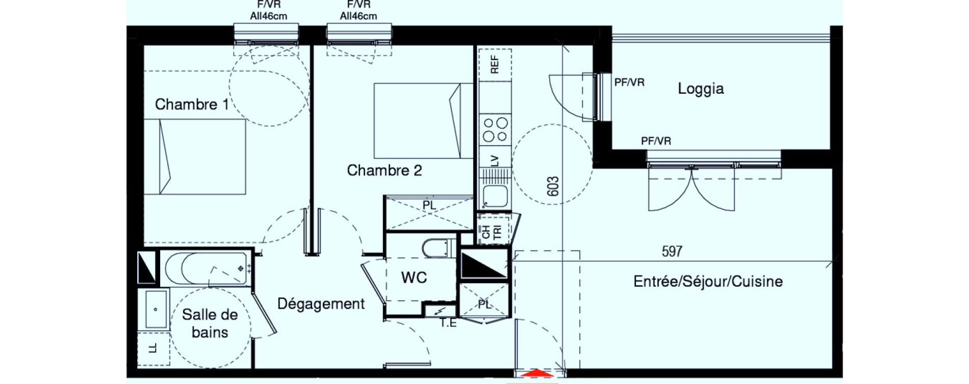 Appartement T3 de 64,94 m2 &agrave; Cugnaux Centre