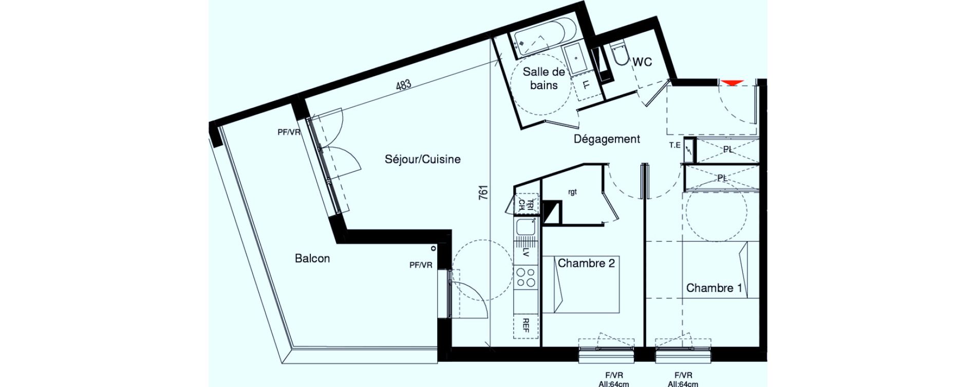 Appartement T3 de 65,23 m2 &agrave; Cugnaux Centre