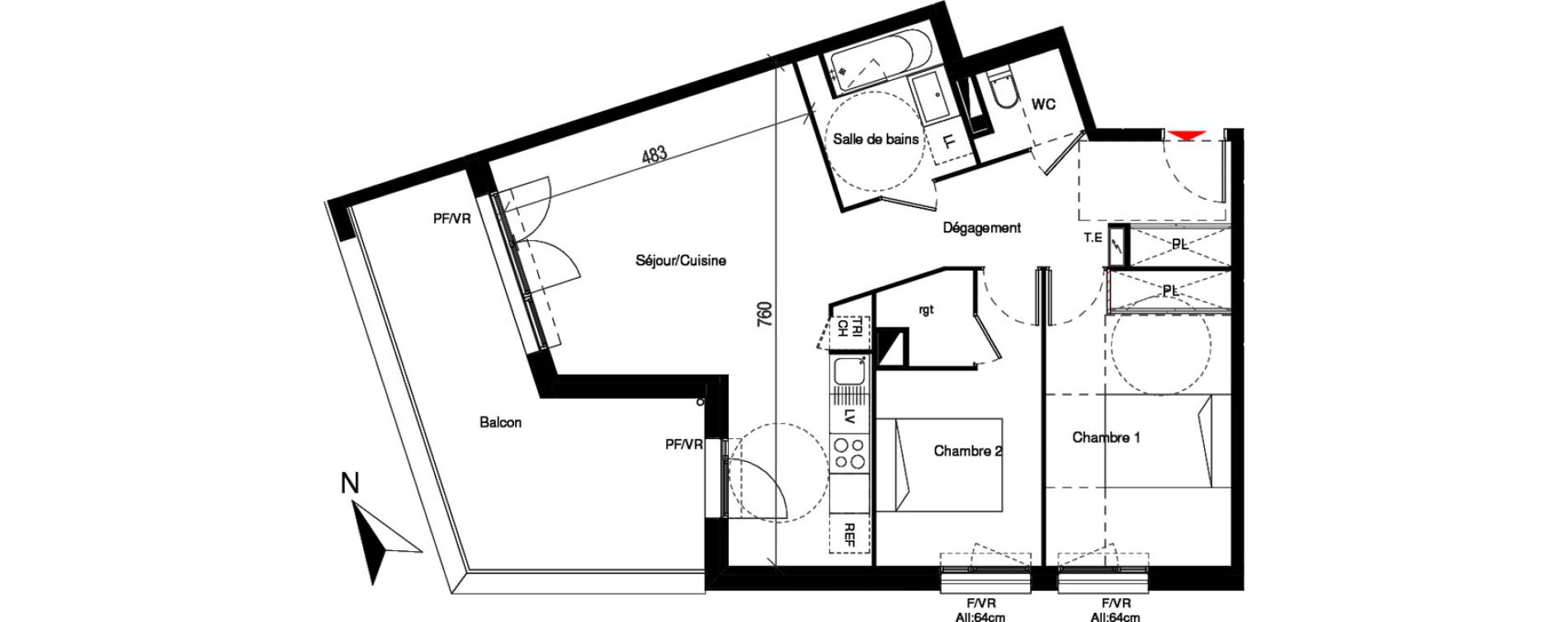 Appartement T3 de 65,42 m2 &agrave; Cugnaux Centre
