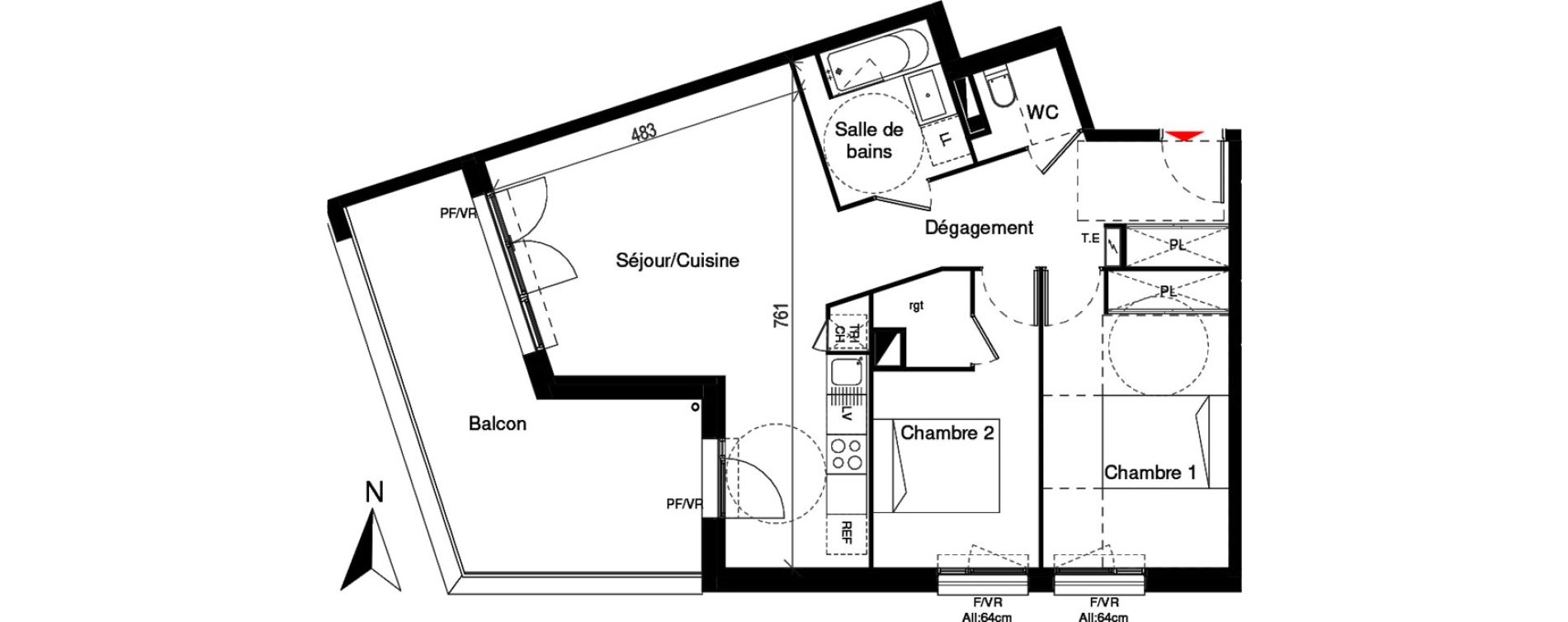 Appartement T3 de 65,52 m2 &agrave; Cugnaux Centre