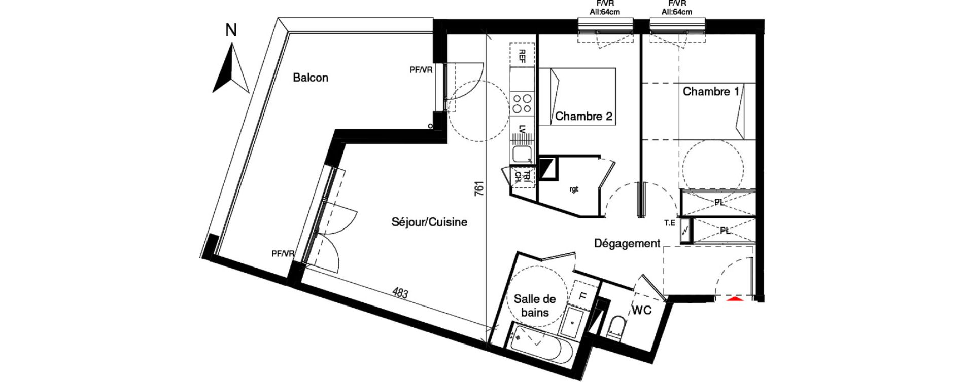 Appartement T3 de 66,04 m2 &agrave; Cugnaux Centre