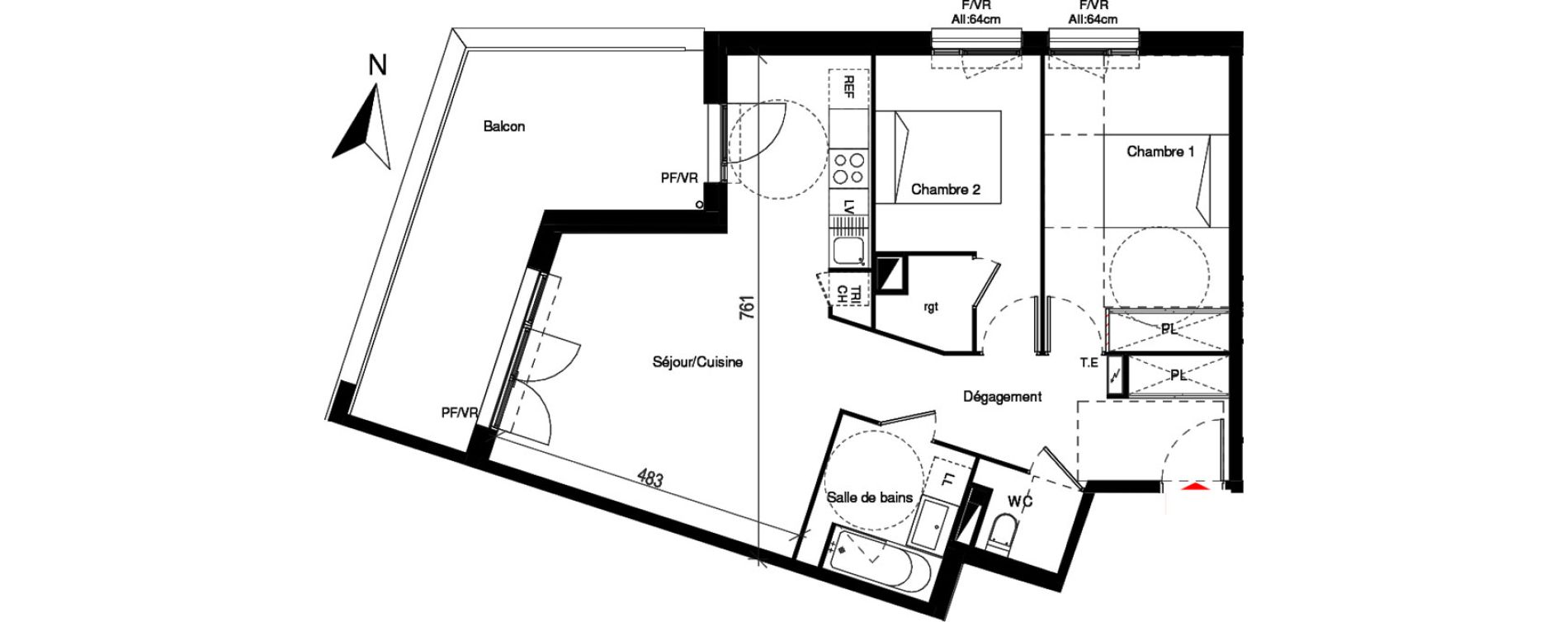 Appartement T3 de 66,05 m2 &agrave; Cugnaux Centre