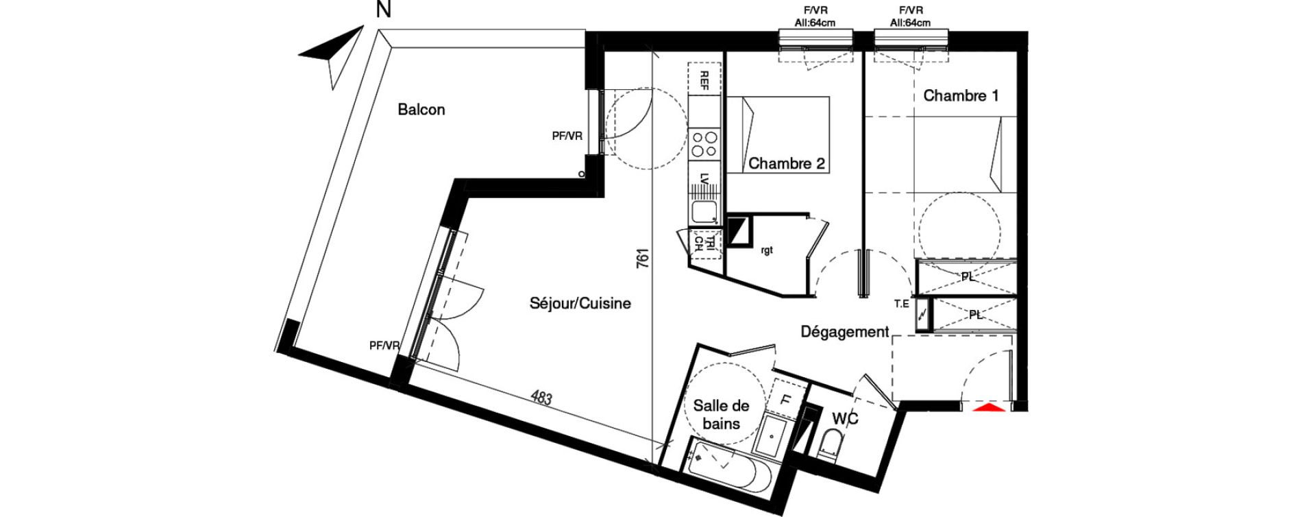 Appartement T3 de 66,06 m2 &agrave; Cugnaux Centre