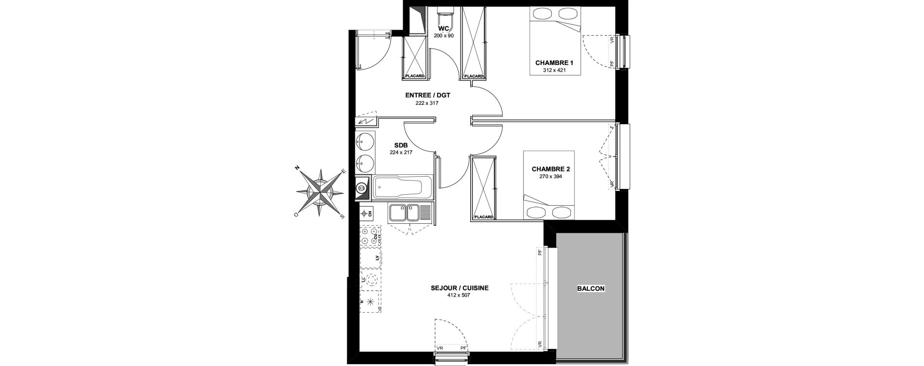 Appartement T3 de 57,10 m2 &agrave; Cugnaux Centre