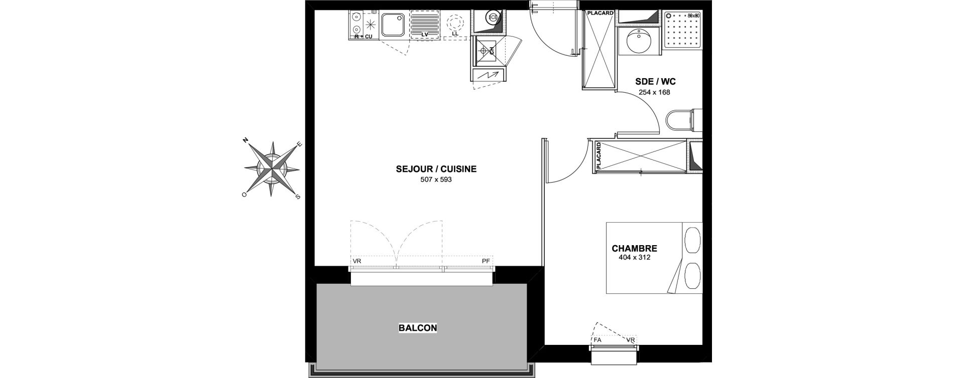 Appartement T2 de 42,10 m2 &agrave; Cugnaux Centre