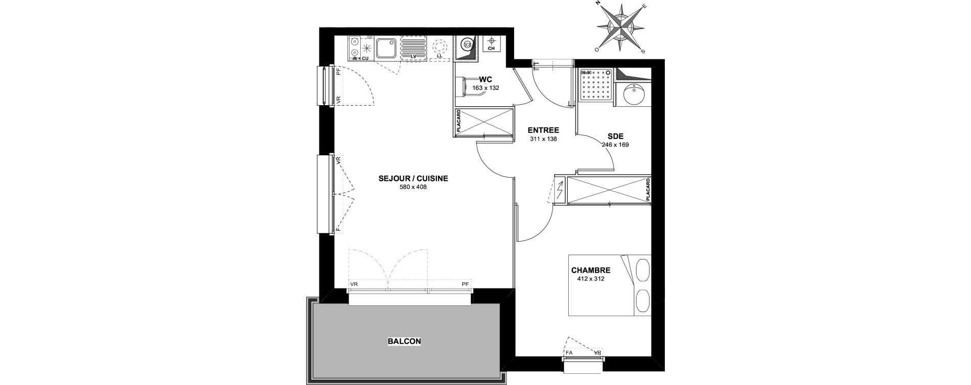 Appartement T2 de 43,00 m2 &agrave; Cugnaux Centre