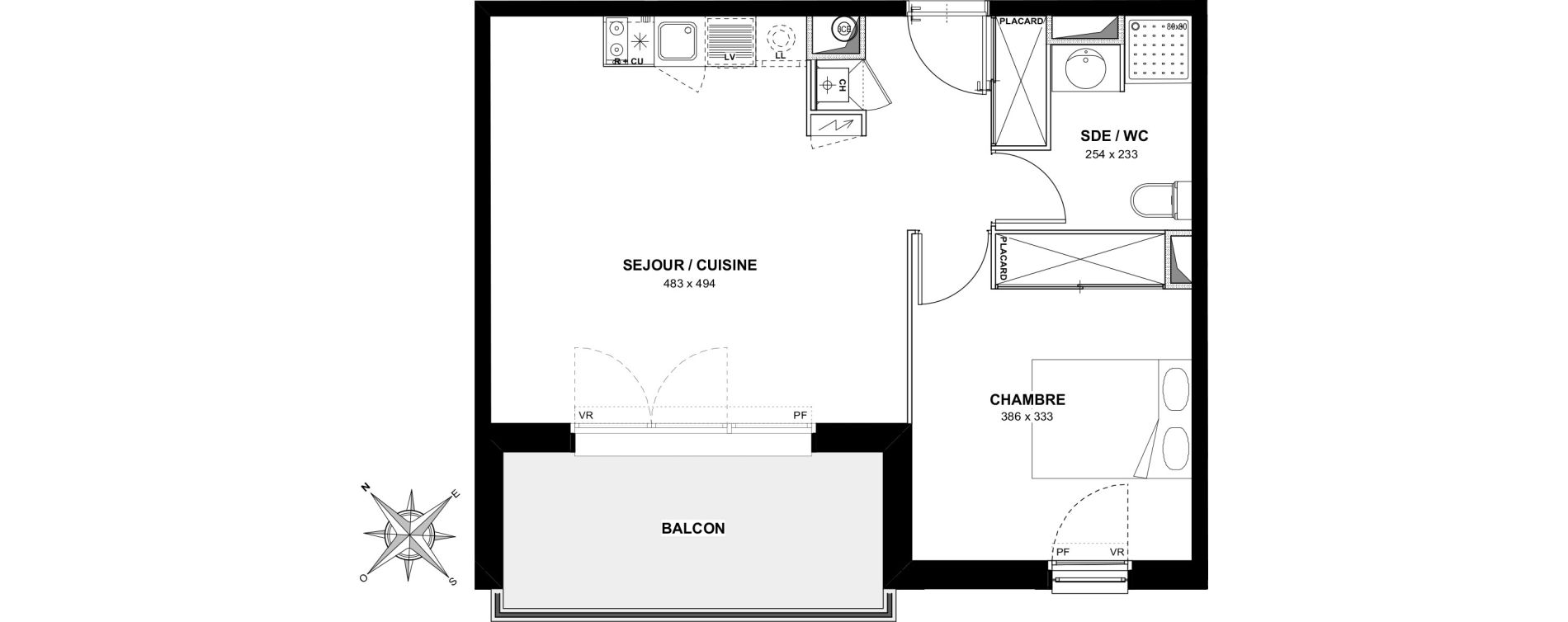 Appartement T2 de 43,90 m2 &agrave; Cugnaux Centre