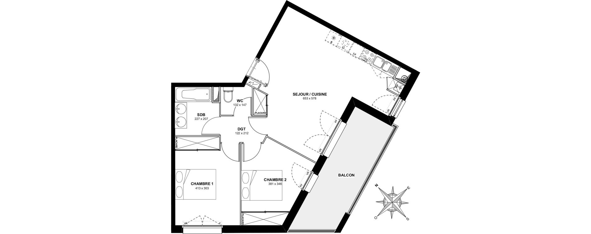 Appartement T3 de 60,00 m2 &agrave; Cugnaux Centre