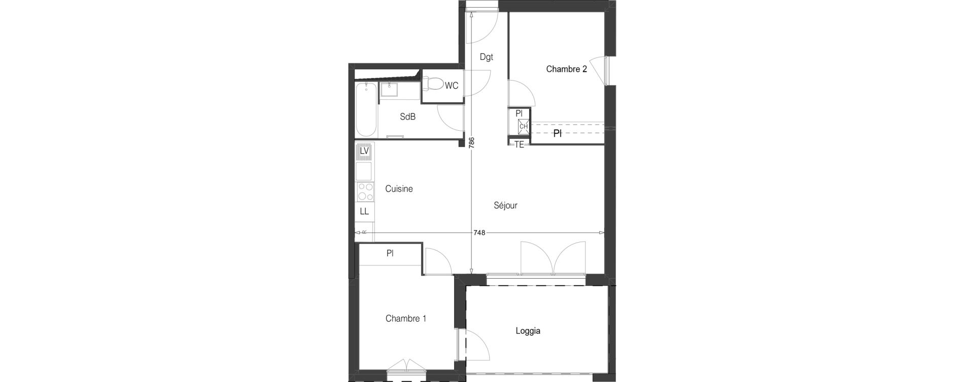 Appartement T3 de 59,35 m2 &agrave; Cugnaux Centre