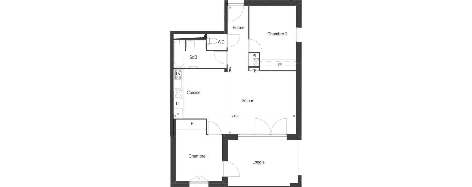 Appartement T3 de 59,35 m2 &agrave; Cugnaux Centre