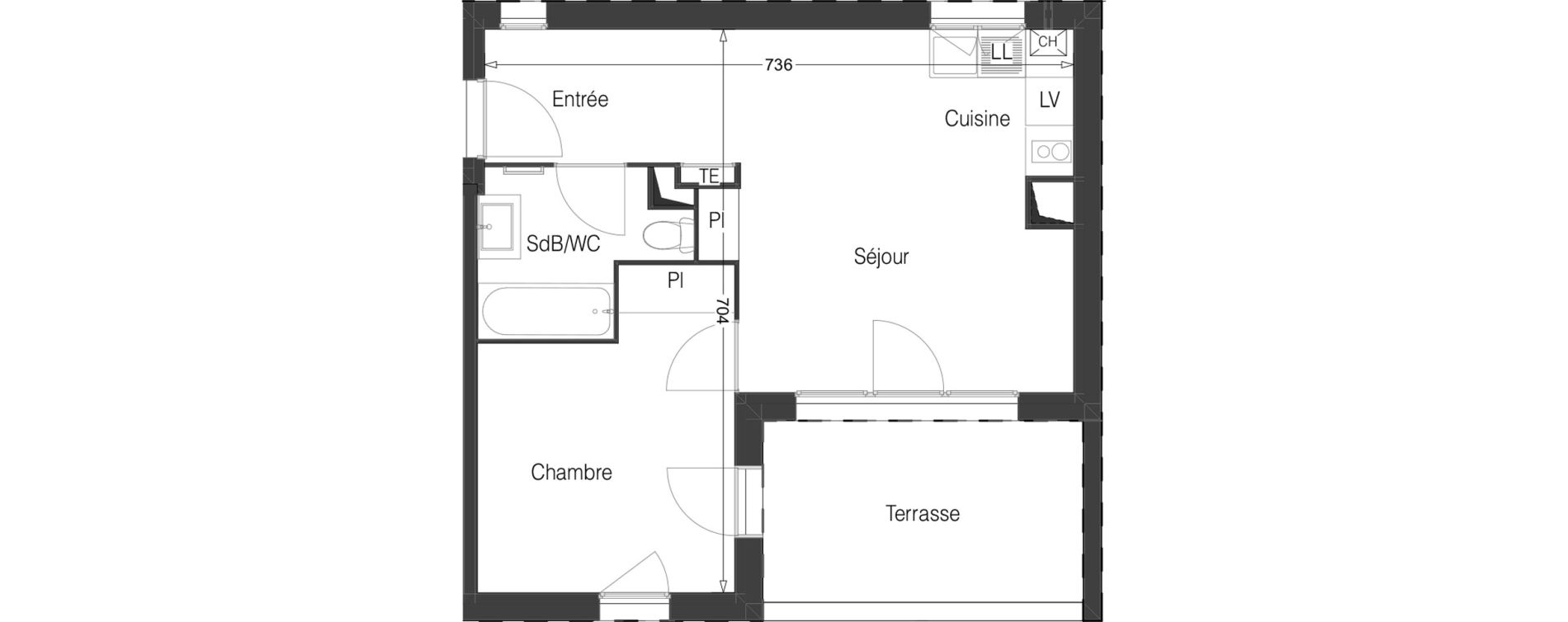 Appartement T2 de 40,70 m2 &agrave; Cugnaux Centre