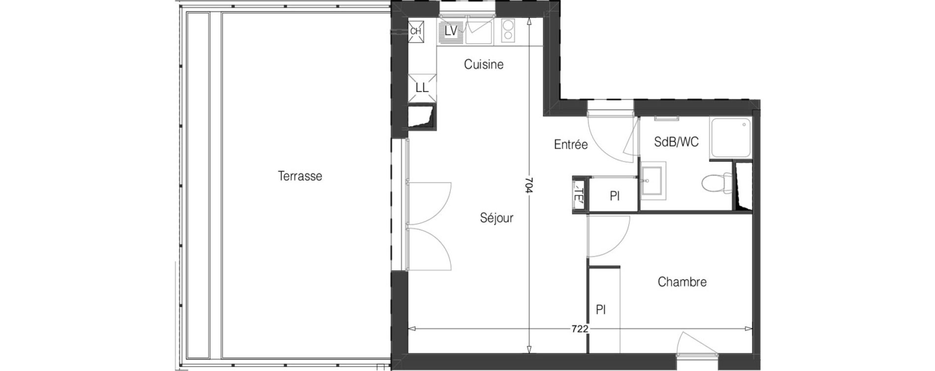 Appartement T2 de 40,20 m2 &agrave; Cugnaux Centre