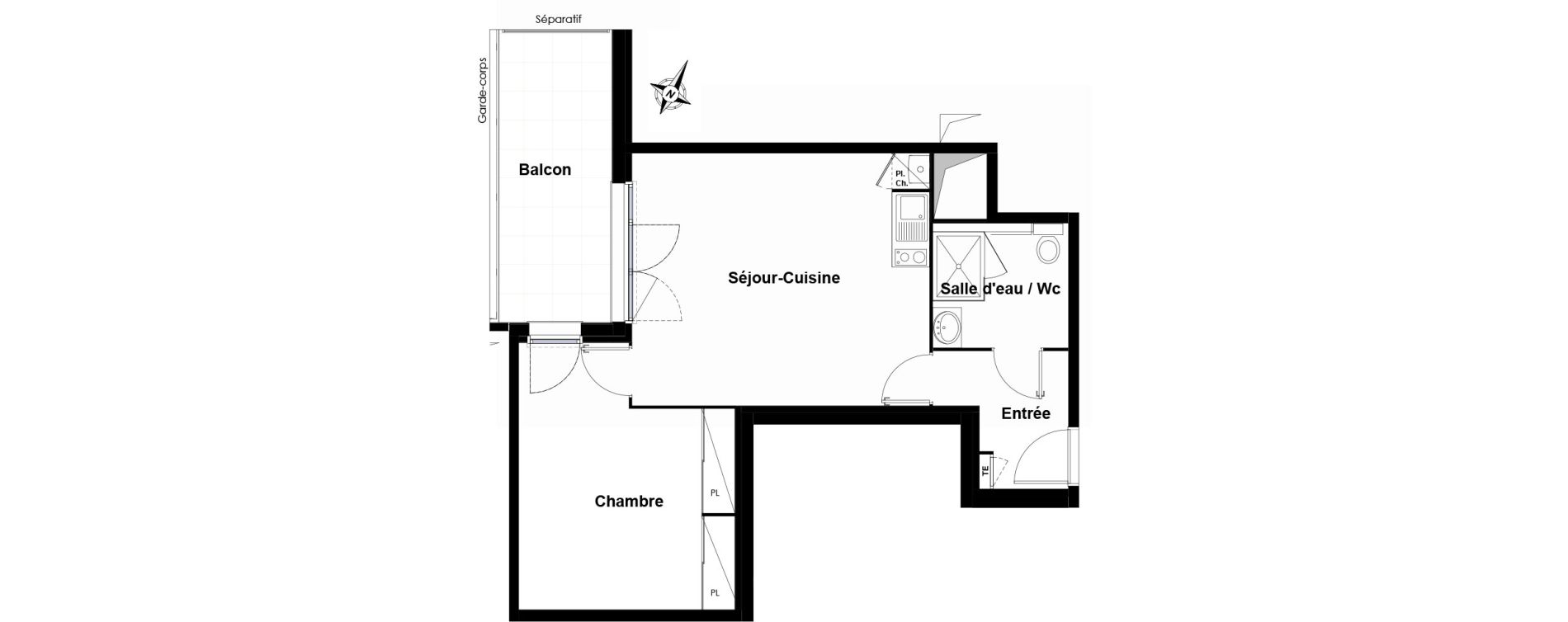 Appartement T2 de 46,83 m2 &agrave; Cugnaux Centre