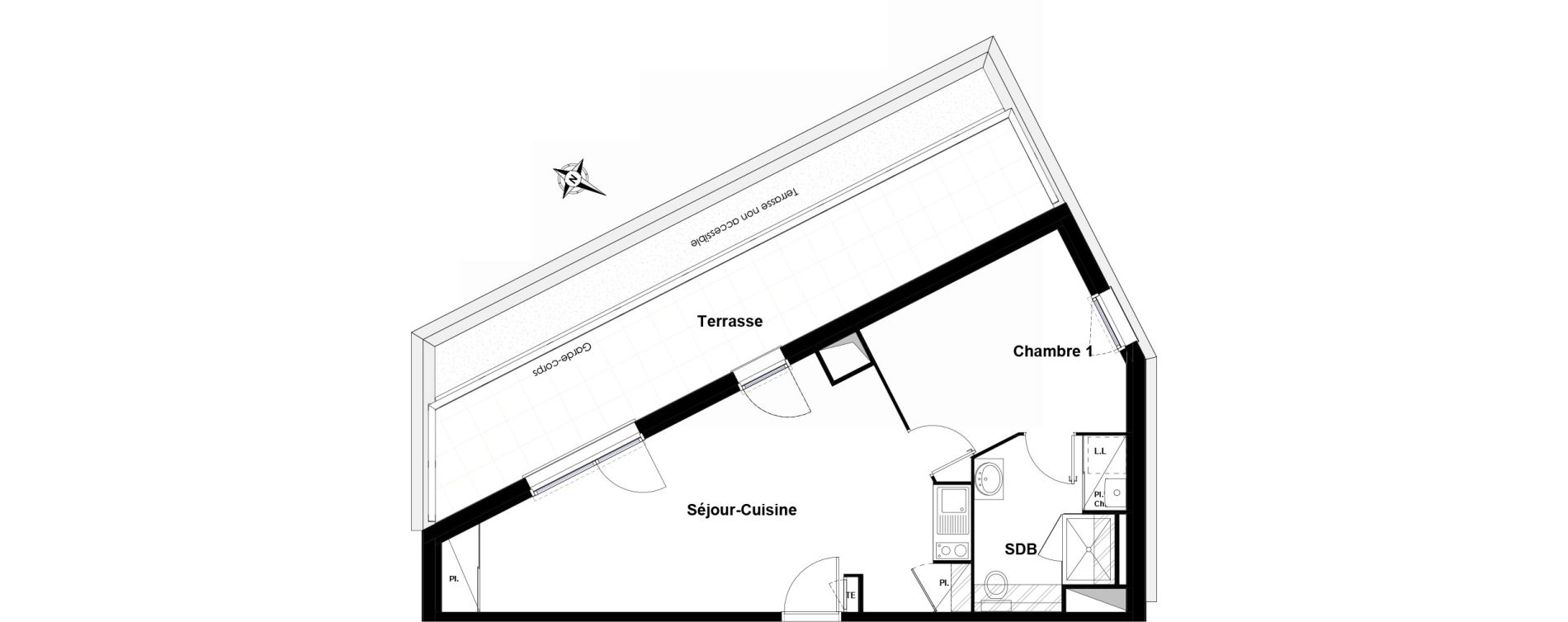 Appartement T2 de 45,51 m2 &agrave; Cugnaux Centre