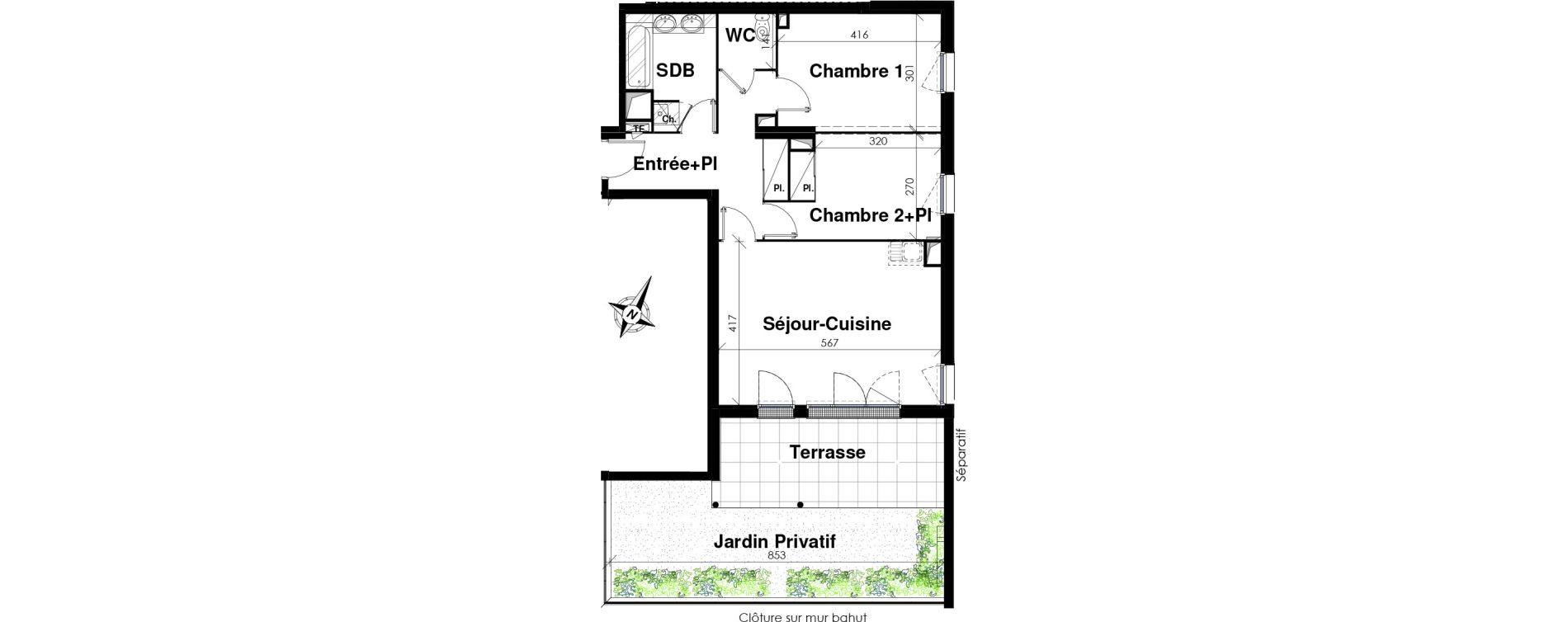 Appartement T3 de 64,56 m2 &agrave; Cugnaux Centre