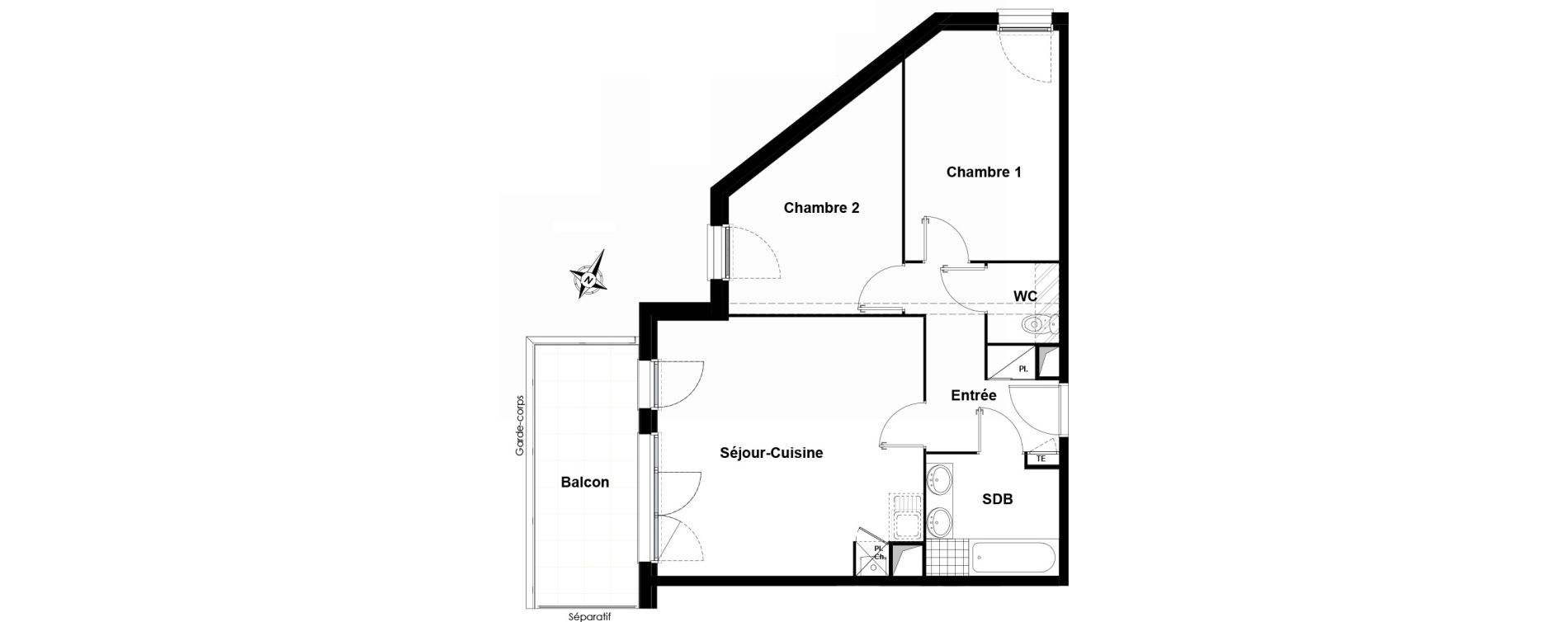 Appartement T3 de 61,77 m2 &agrave; Cugnaux Centre