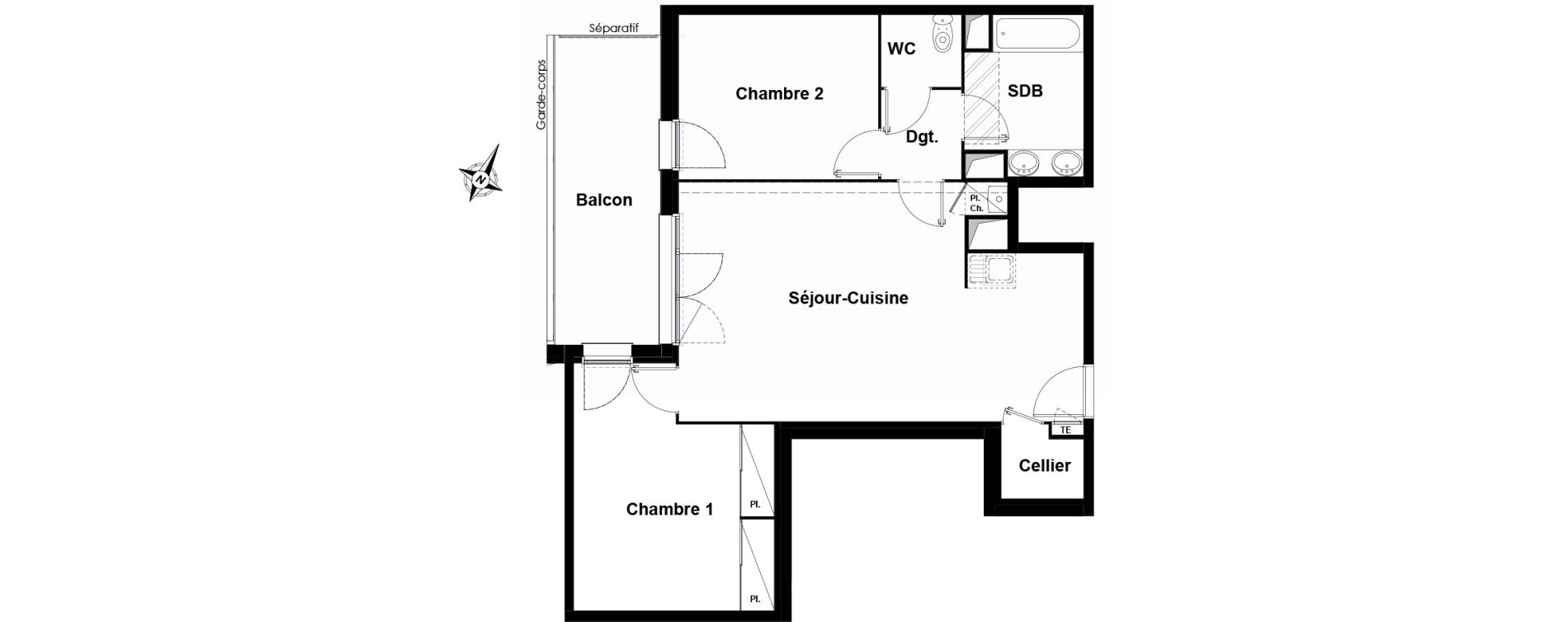 Appartement T3 de 69,96 m2 &agrave; Cugnaux Centre