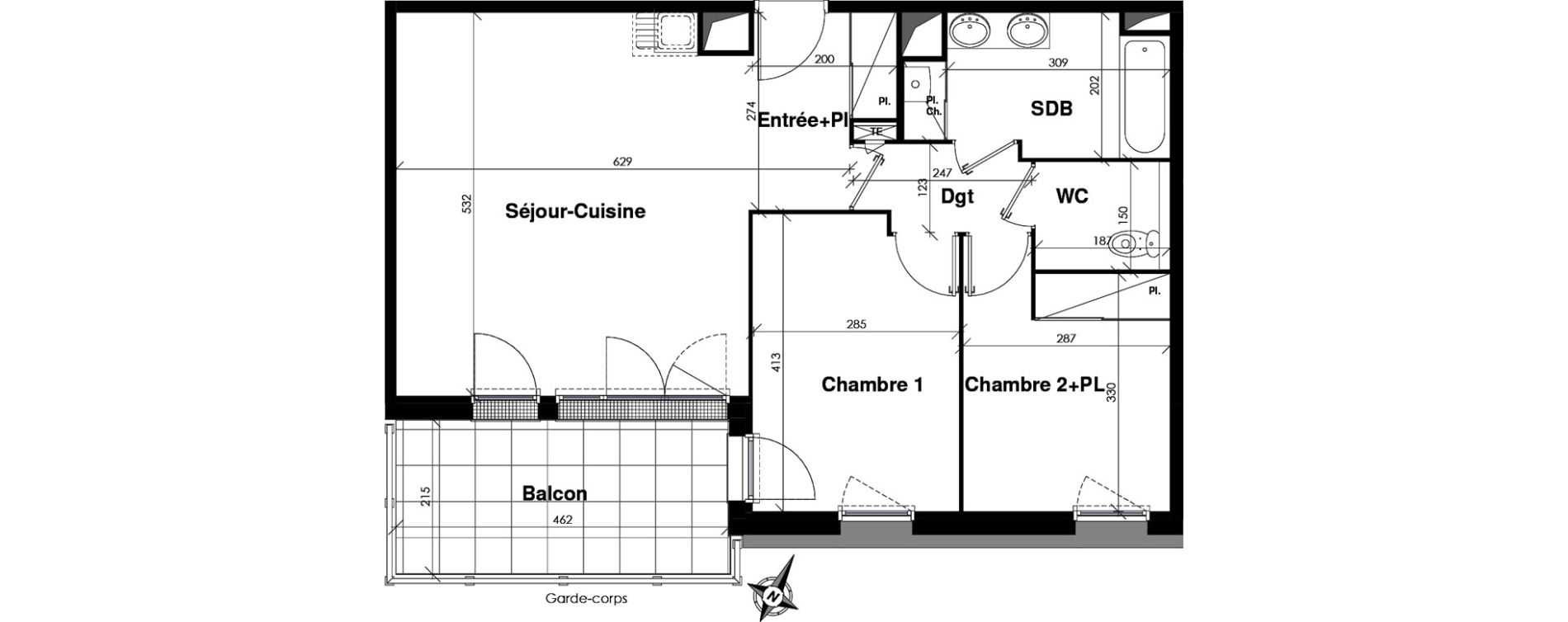 Appartement T3 de 63,85 m2 &agrave; Cugnaux Centre