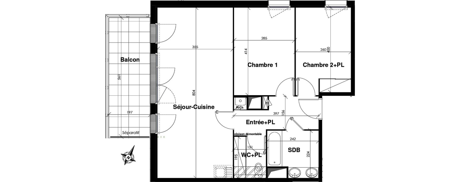 Appartement T3 de 64,62 m2 &agrave; Cugnaux Centre