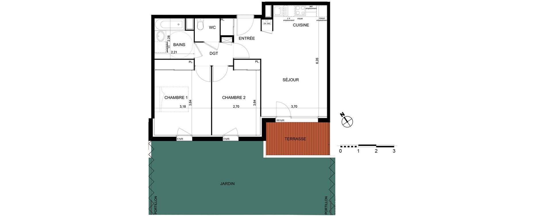 Appartement T3 de 60,09 m2 &agrave; Cugnaux Centre