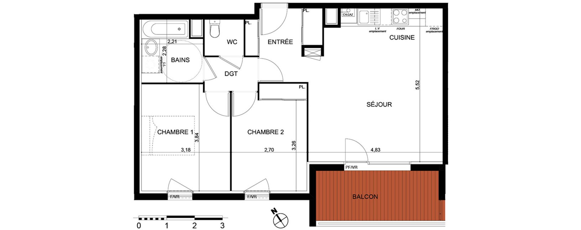Appartement T3 de 61,86 m2 &agrave; Cugnaux Centre