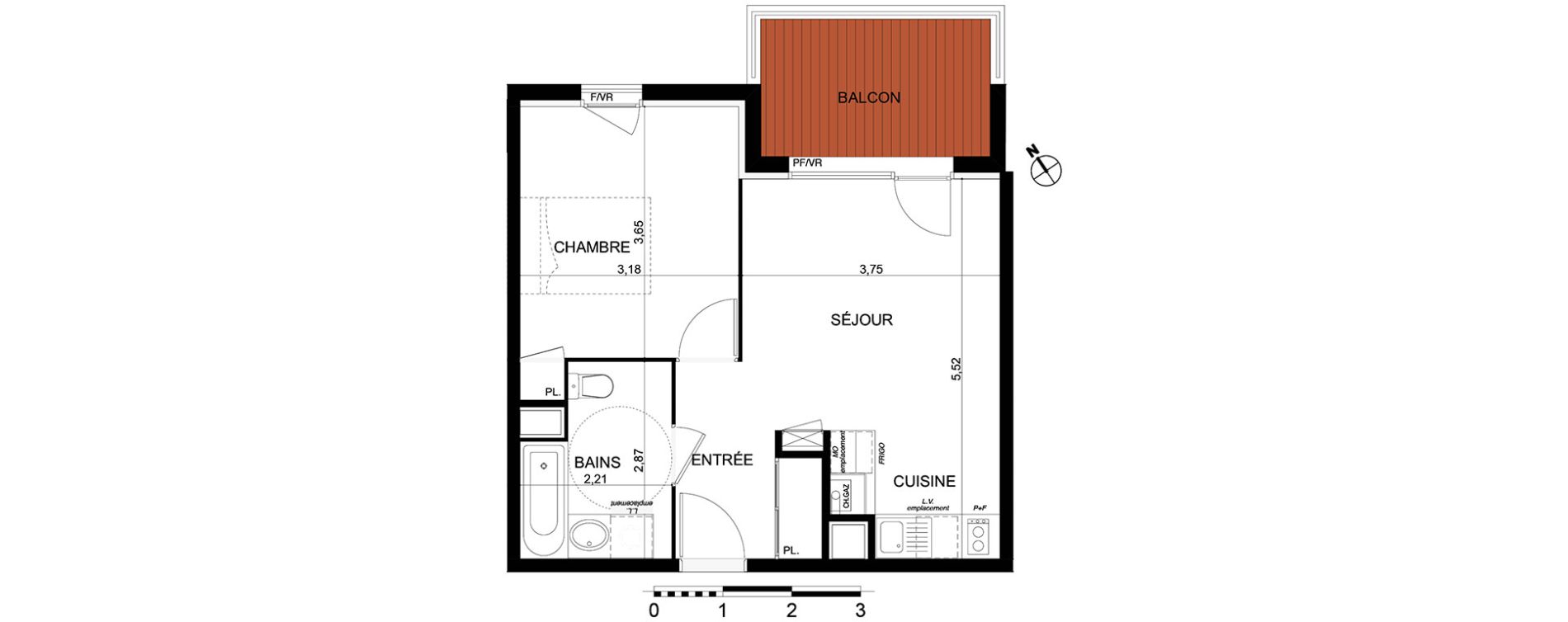Appartement T2 de 40,04 m2 &agrave; Cugnaux Centre