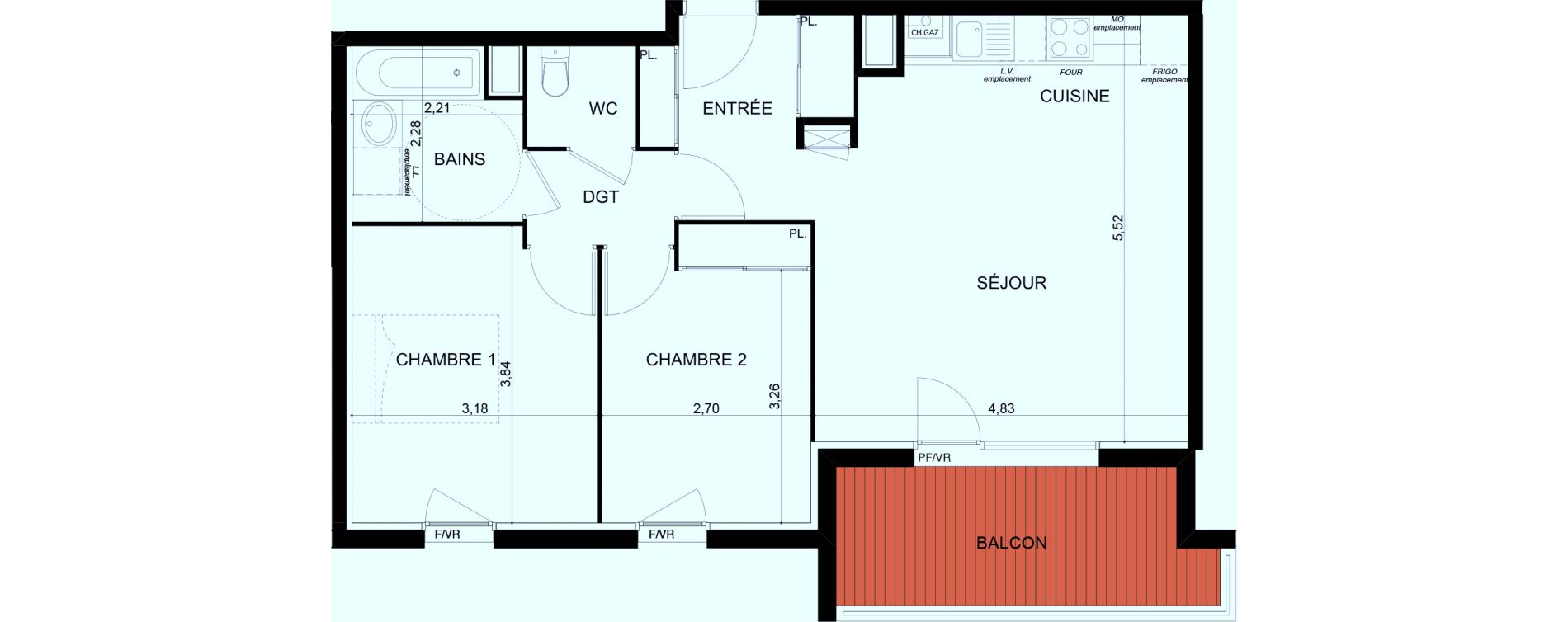 Appartement T3 de 61,80 m2 &agrave; Cugnaux Centre