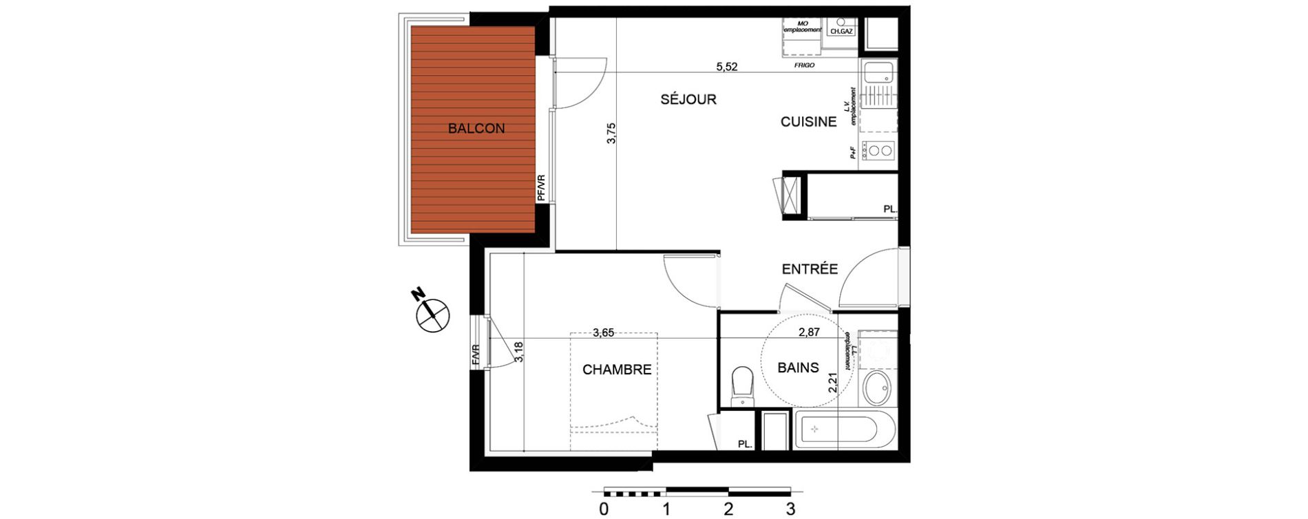 Appartement T2 de 40,14 m2 &agrave; Cugnaux Centre