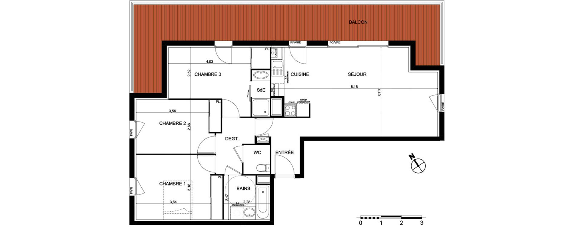 Appartement T4 de 85,57 m2 &agrave; Cugnaux Centre