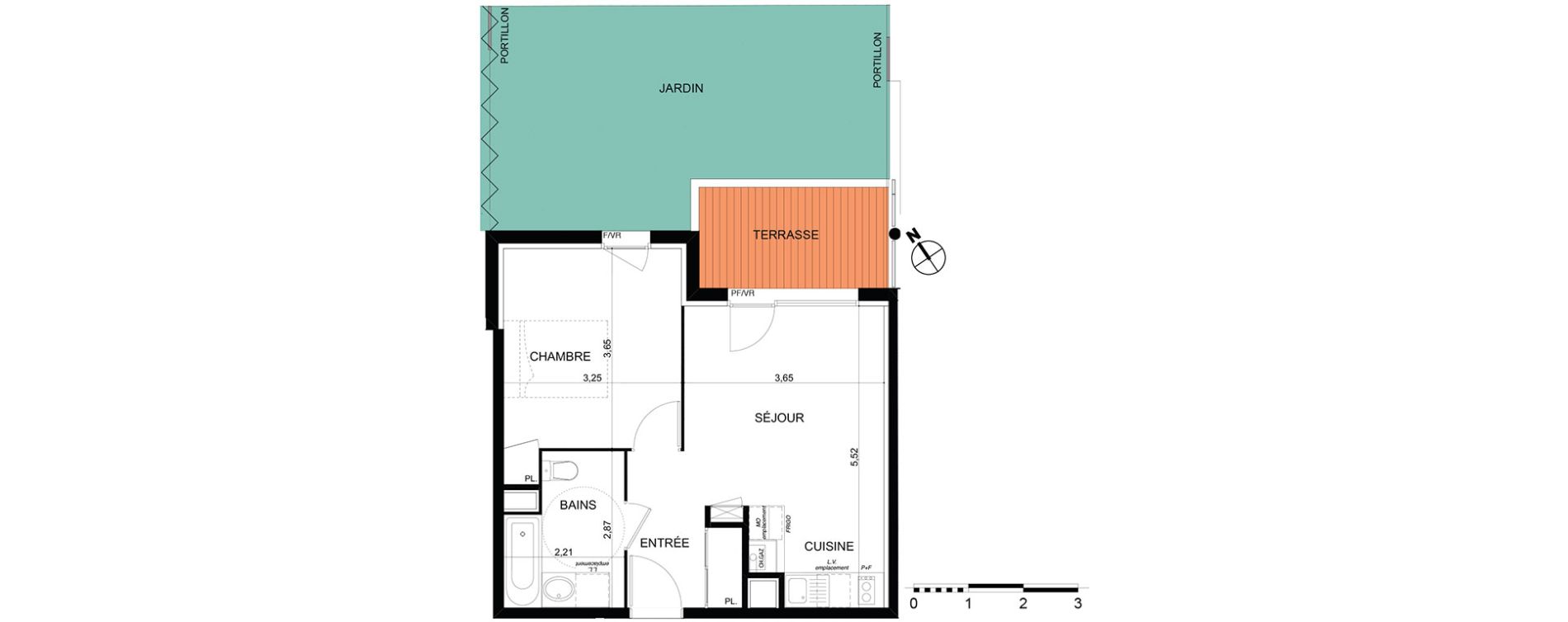 Appartement T2 de 40,03 m2 &agrave; Cugnaux Centre