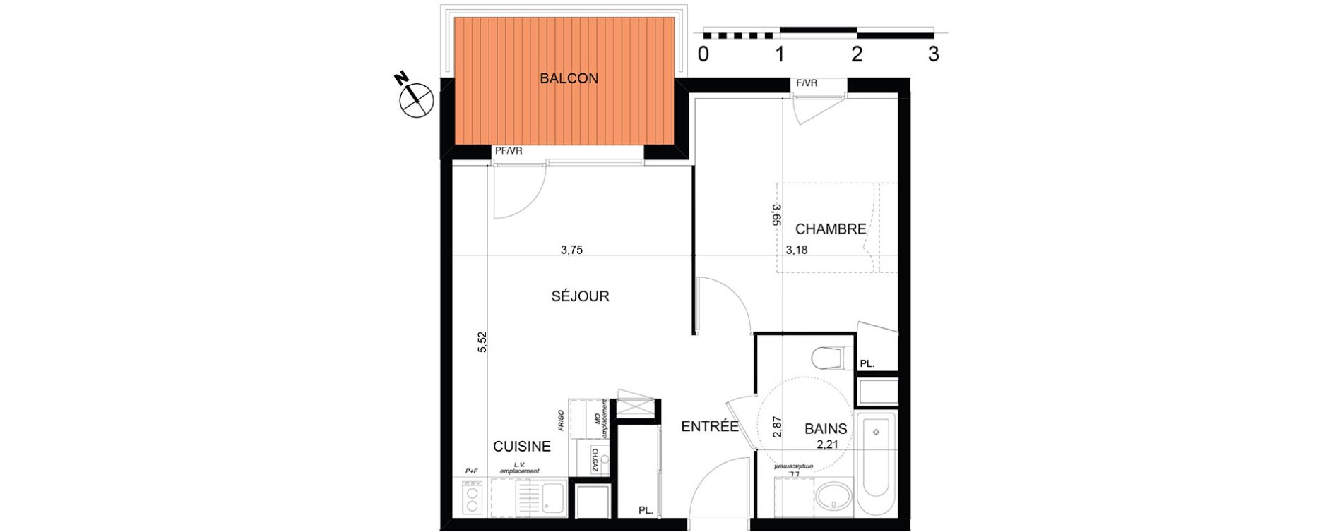 Appartement T2 de 40,04 m2 &agrave; Cugnaux Centre