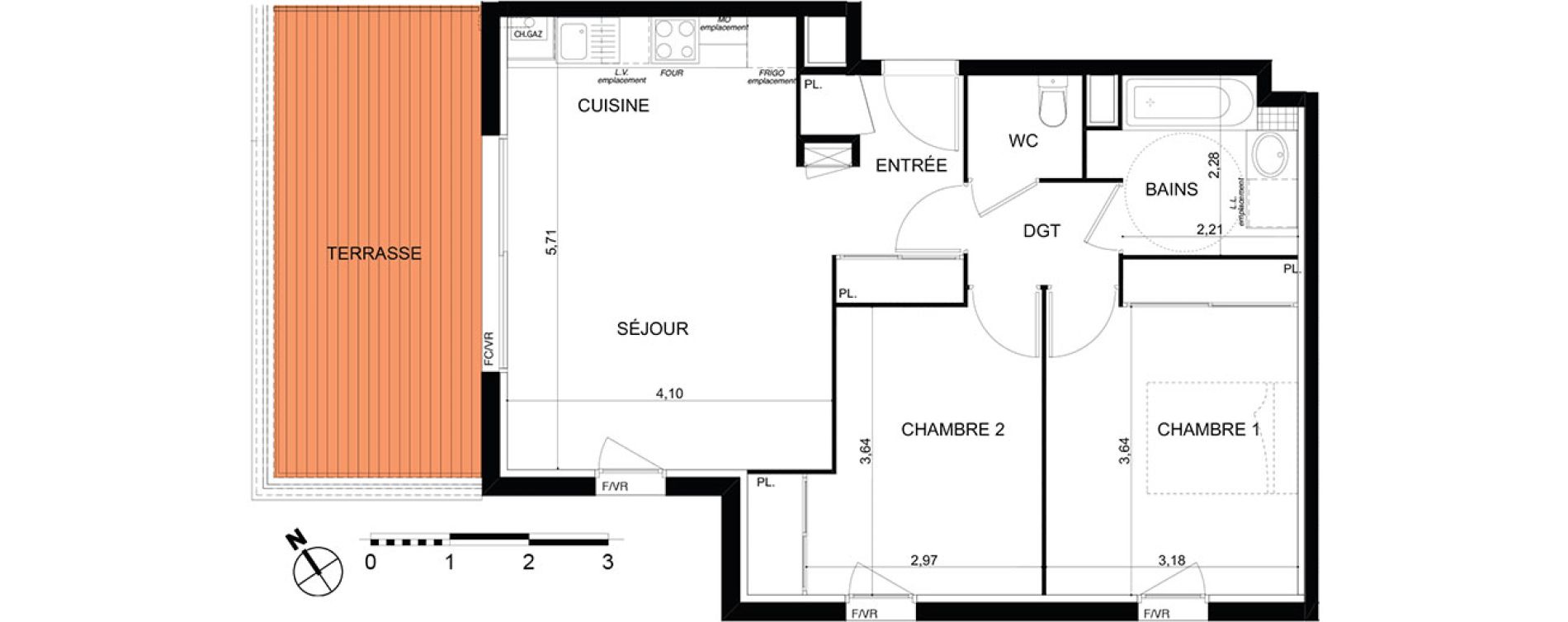 Appartement T3 de 61,25 m2 &agrave; Cugnaux Centre