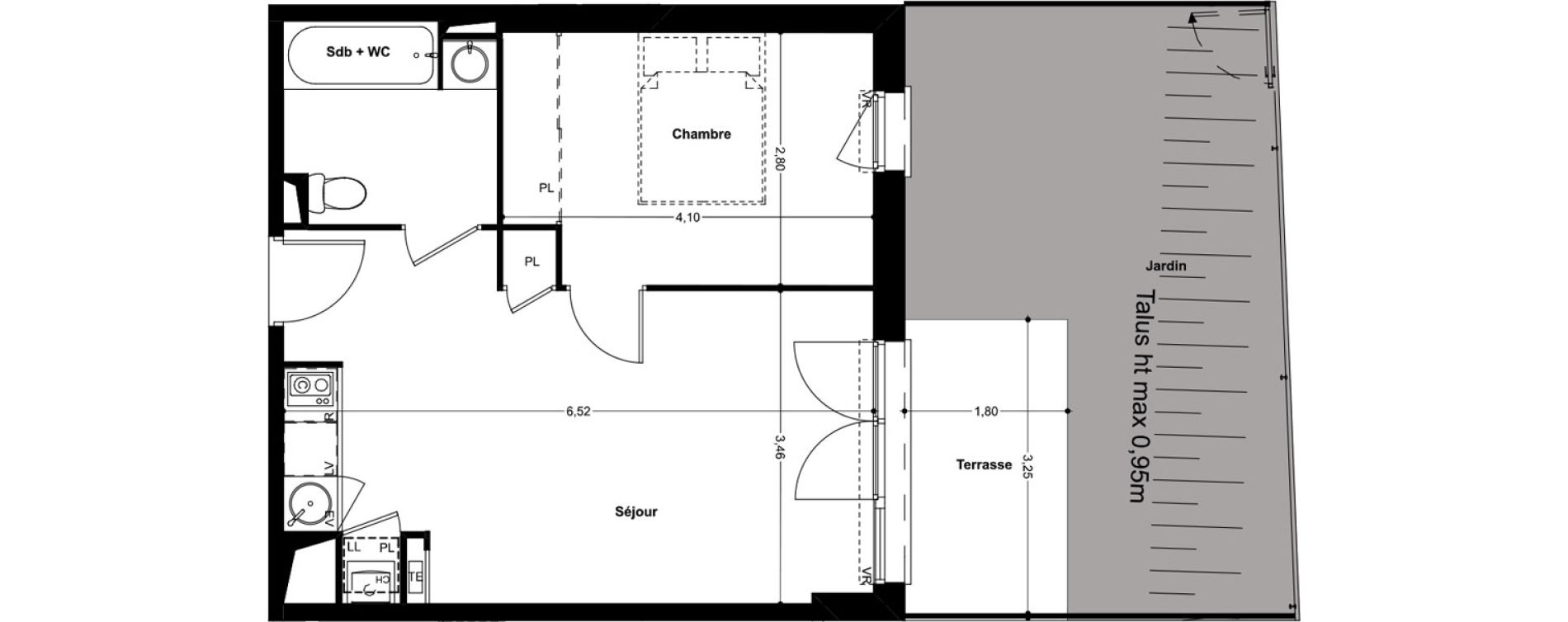 Appartement T2 de 39,84 m2 &agrave; Eaunes Centre