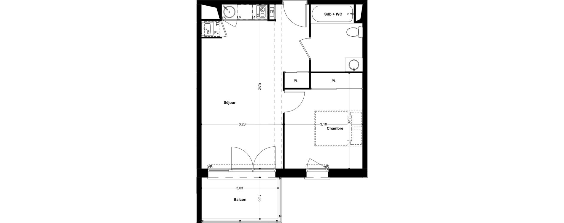 Appartement T2 de 40,08 m2 &agrave; Eaunes Centre