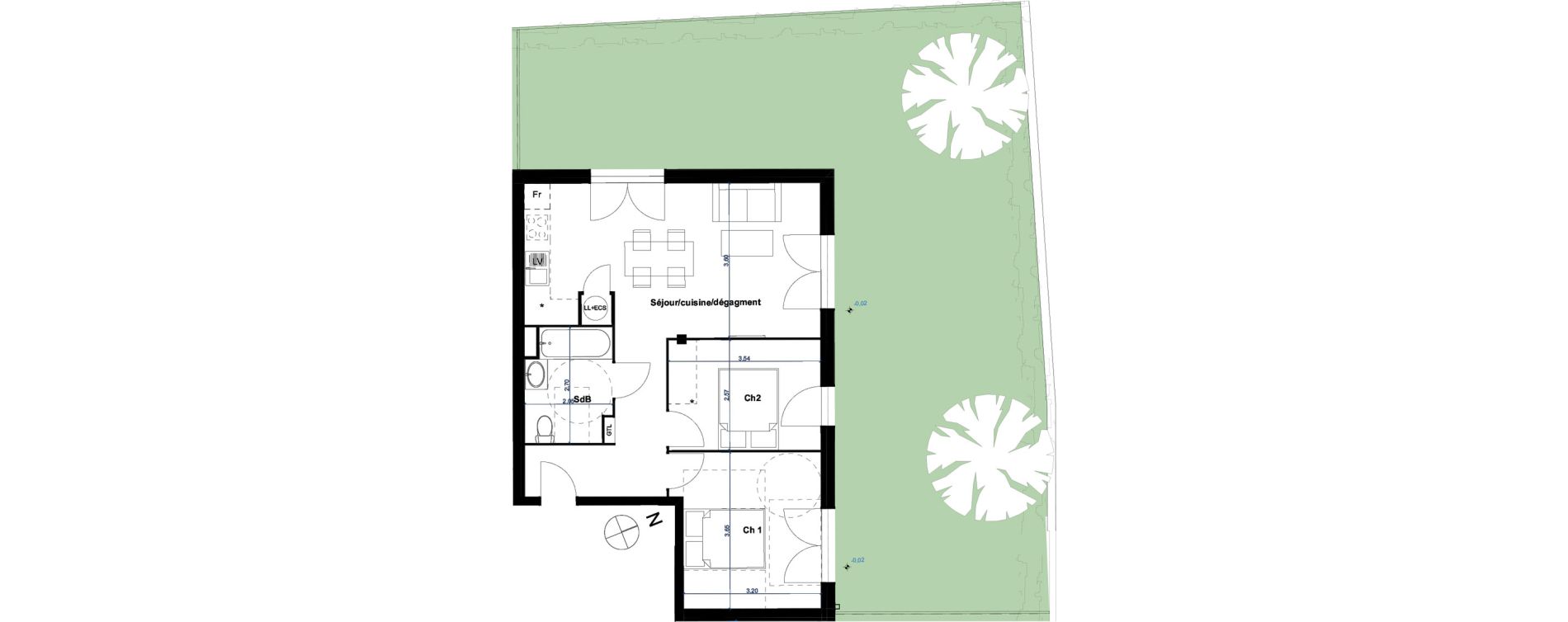 Appartement T3 de 57,28 m2 &agrave; Eaunes Centre