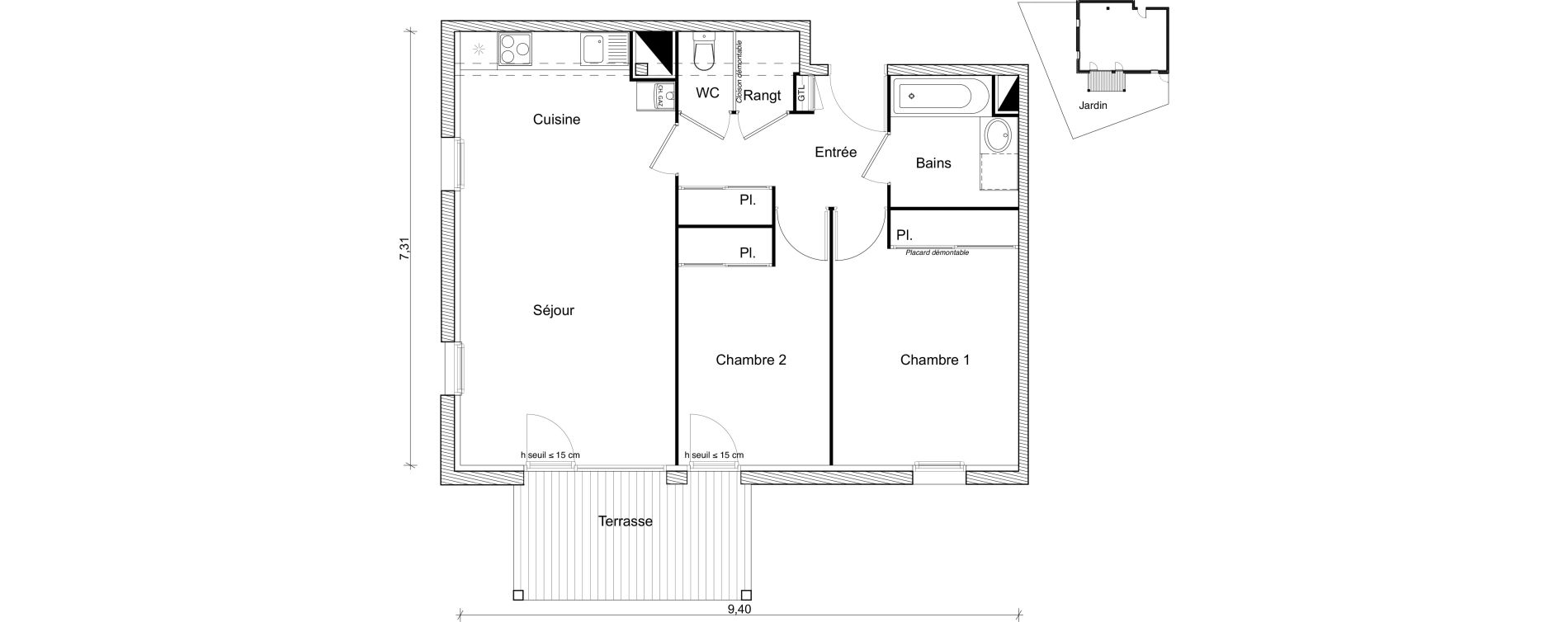 Appartement T3 de 63,30 m2 &agrave; Eaunes Centre
