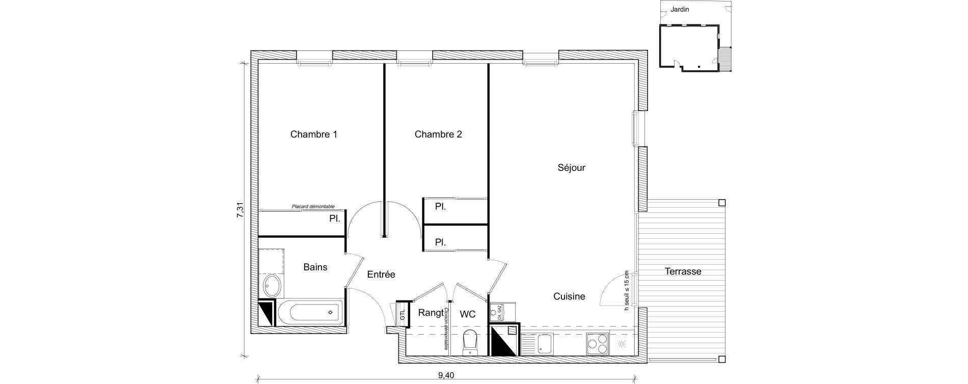 Appartement T3 de 63,30 m2 &agrave; Eaunes Centre