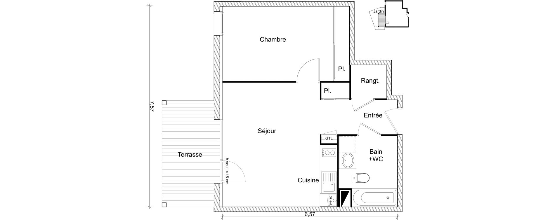Appartement T2 de 43,67 m2 &agrave; Eaunes Centre
