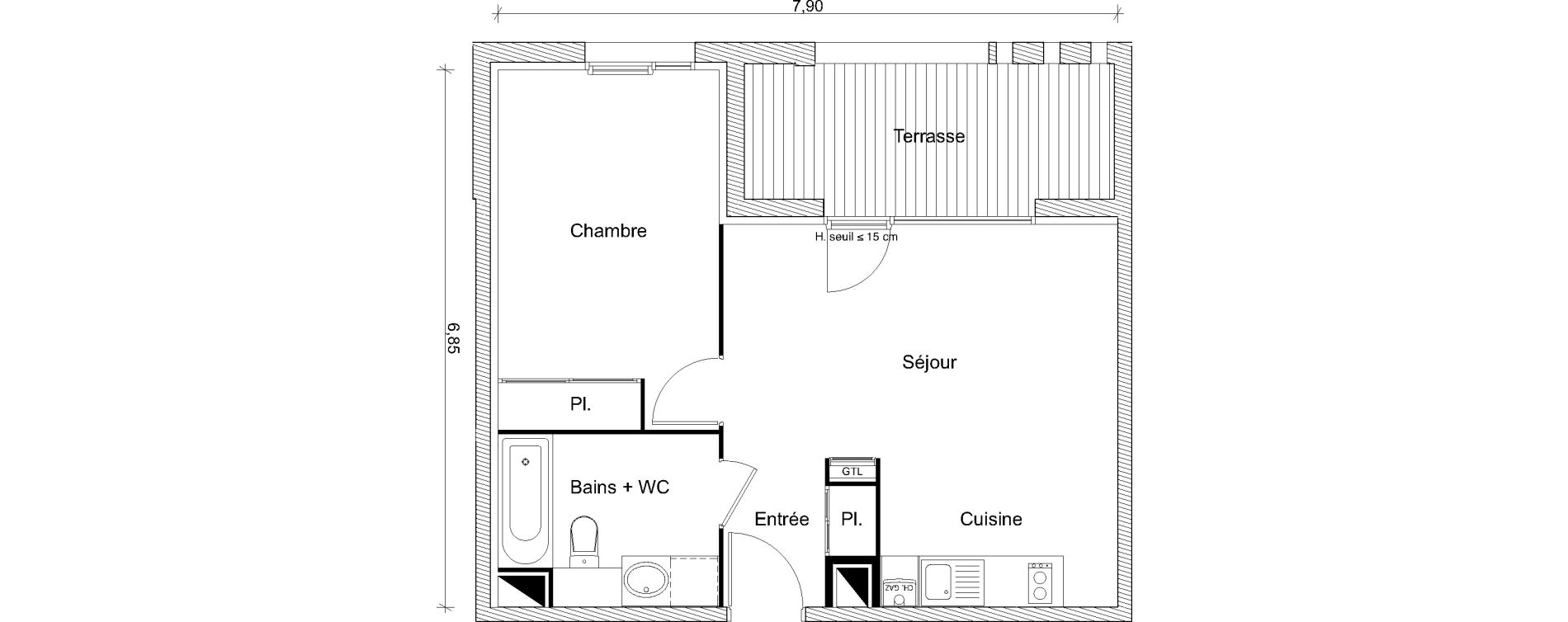 Appartement T2 de 42,46 m2 &agrave; Eaunes Centre