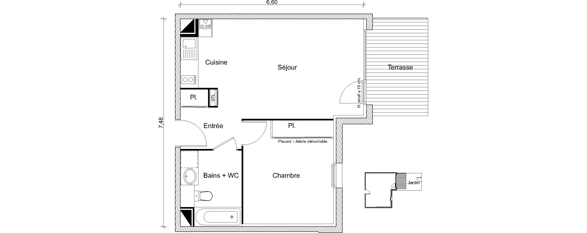 Appartement T2 de 42,95 m2 &agrave; Eaunes Centre