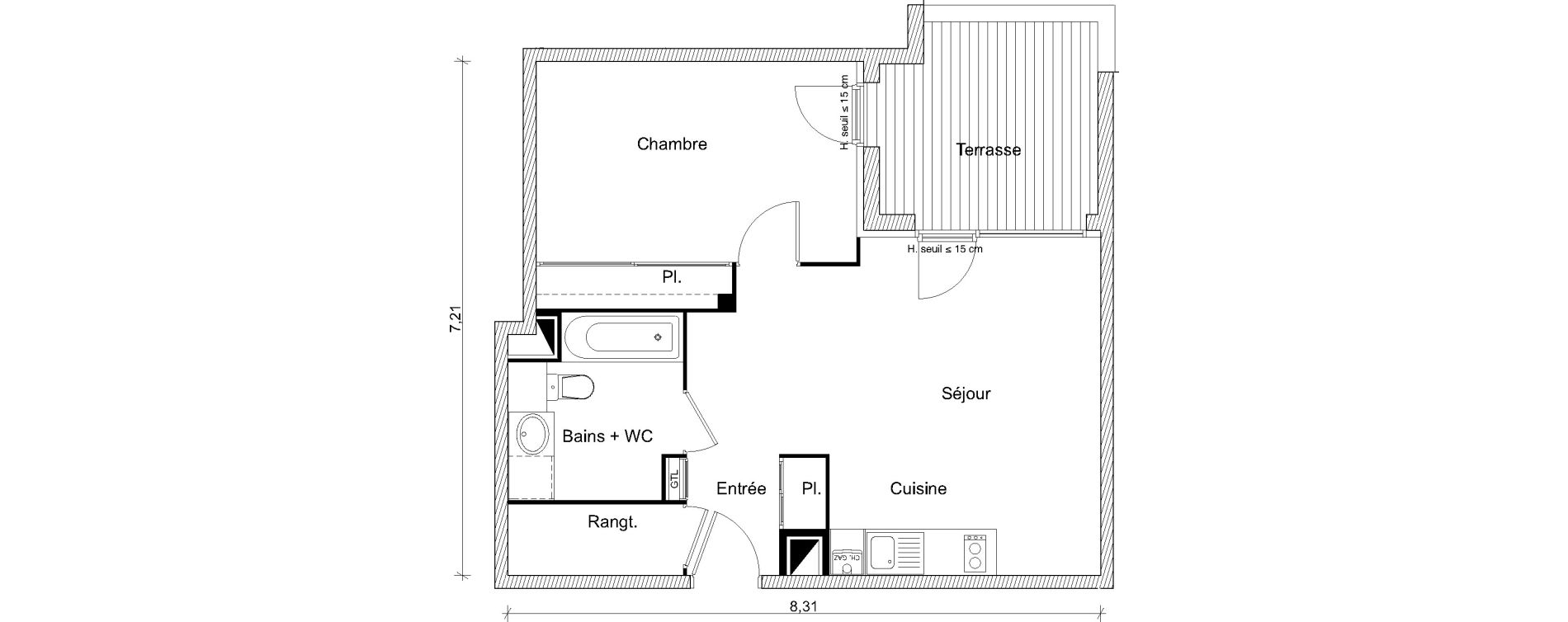Appartement T2 de 47,98 m2 &agrave; Eaunes Centre