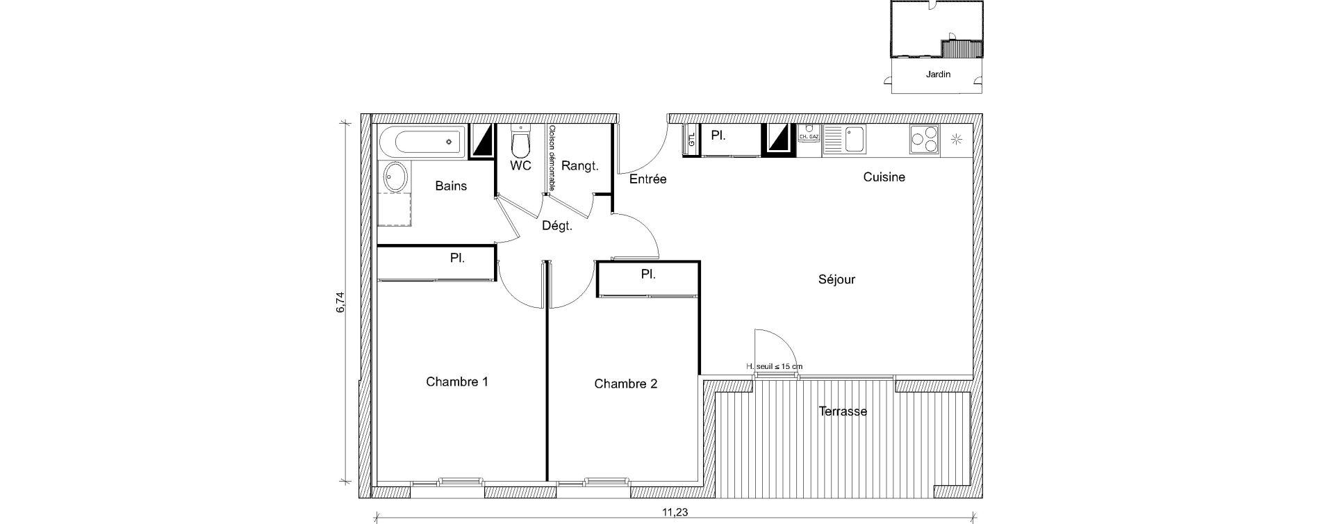 Appartement T3 de 62,97 m2 &agrave; Eaunes Centre