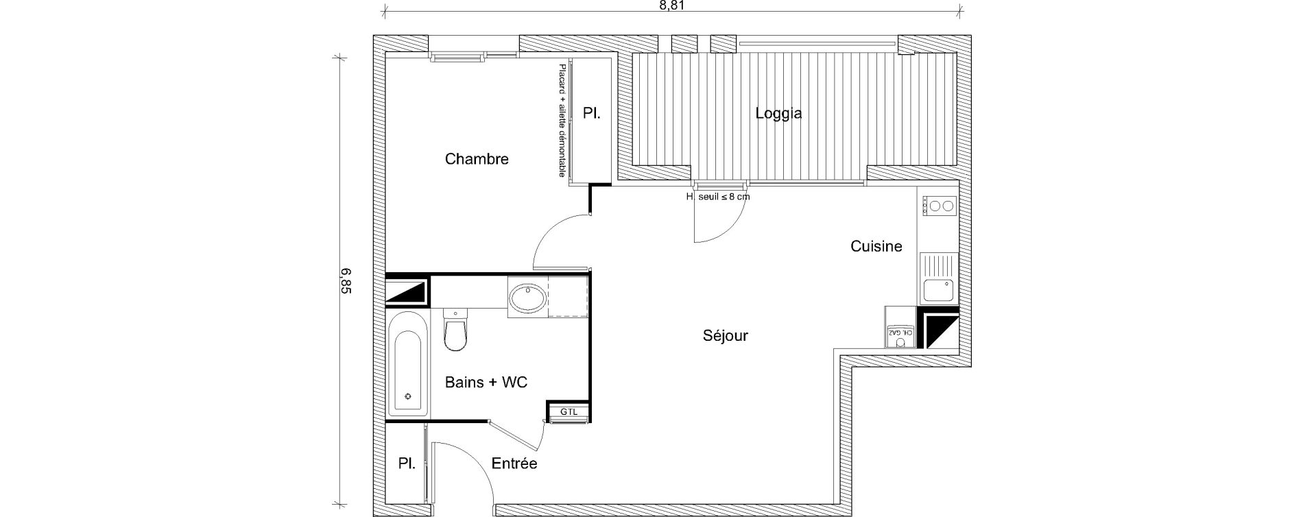 Appartement T2 de 43,56 m2 &agrave; Eaunes Centre