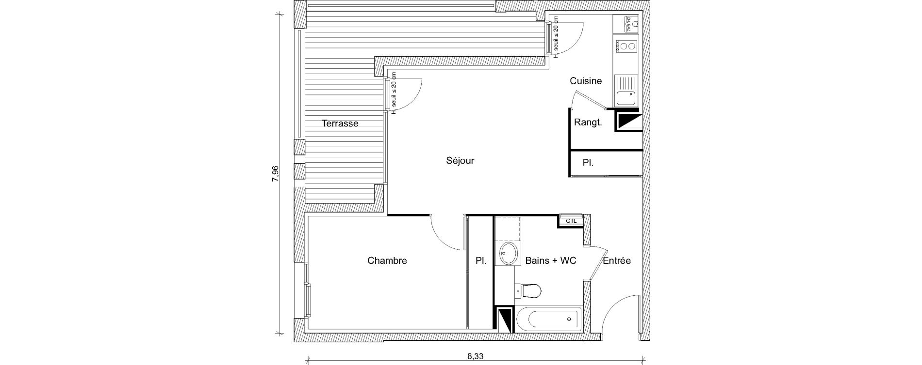 Appartement T2 de 47,87 m2 &agrave; Eaunes Centre