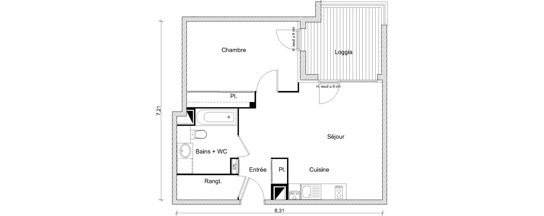 Appartement T2 de 47,98 m2 &agrave; Eaunes Centre