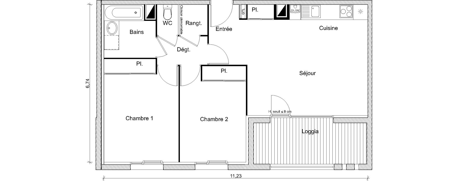 Appartement T3 de 62,97 m2 &agrave; Eaunes Centre