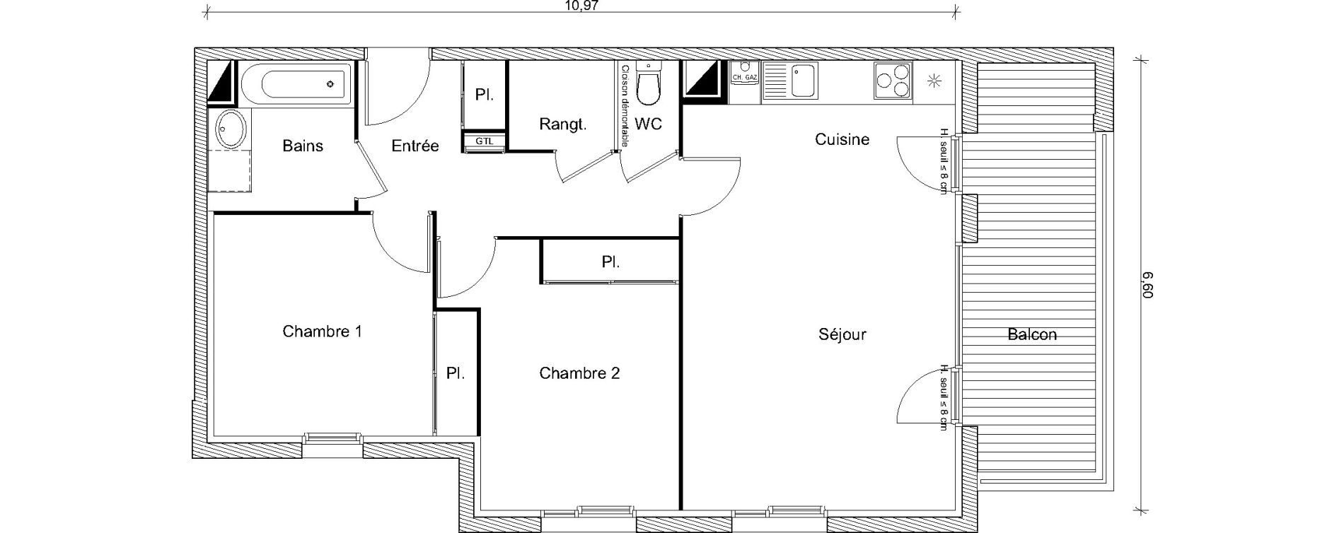 Appartement T3 de 65,22 m2 &agrave; Eaunes Centre