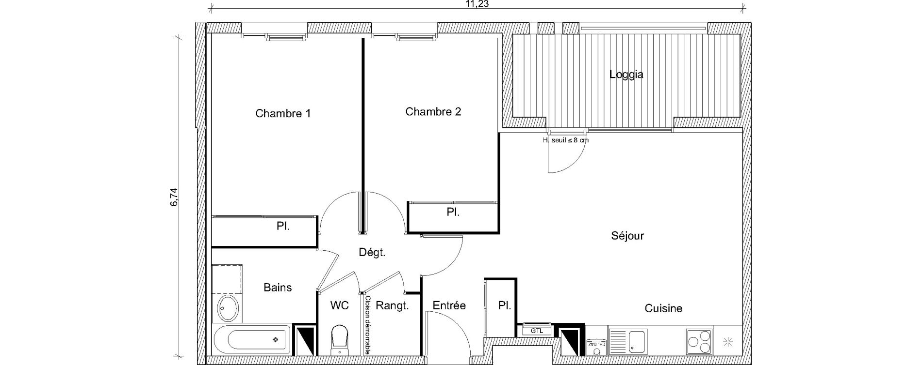 Appartement T3 de 62,24 m2 &agrave; Eaunes Centre